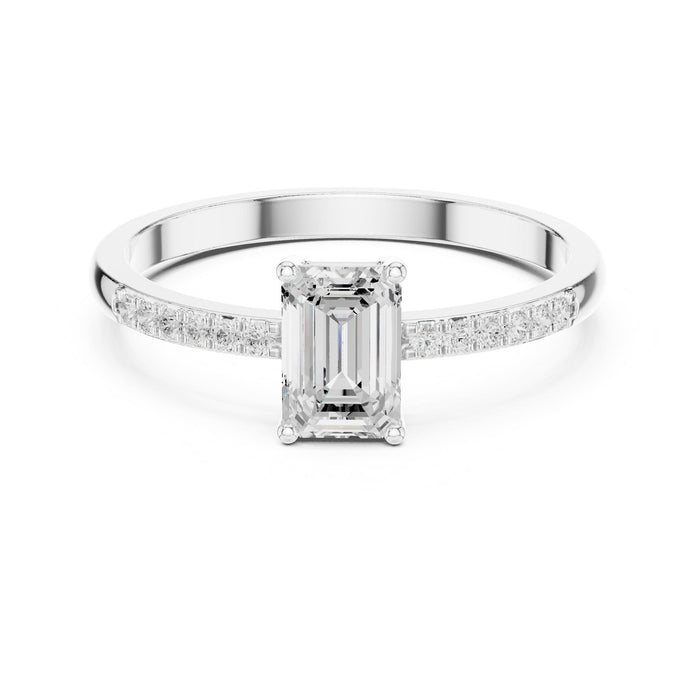 Emerald Lab Grown Diamond Side-Stone Engagement Ring