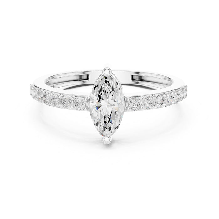 Marquise Lab Grown Diamond Side-Stone Engagement Ring