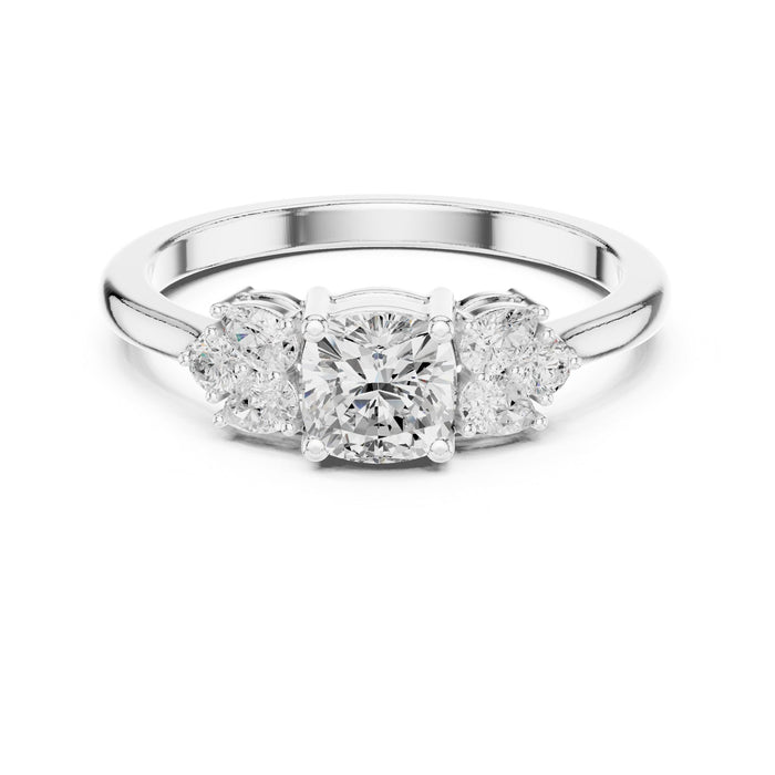 Round Lab Grown Diamond Three-Stone Engagement Ring
