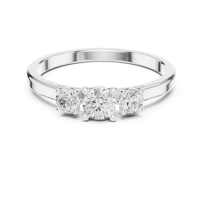 Round Lab Grown Diamond Three-Stone Engagement Ring