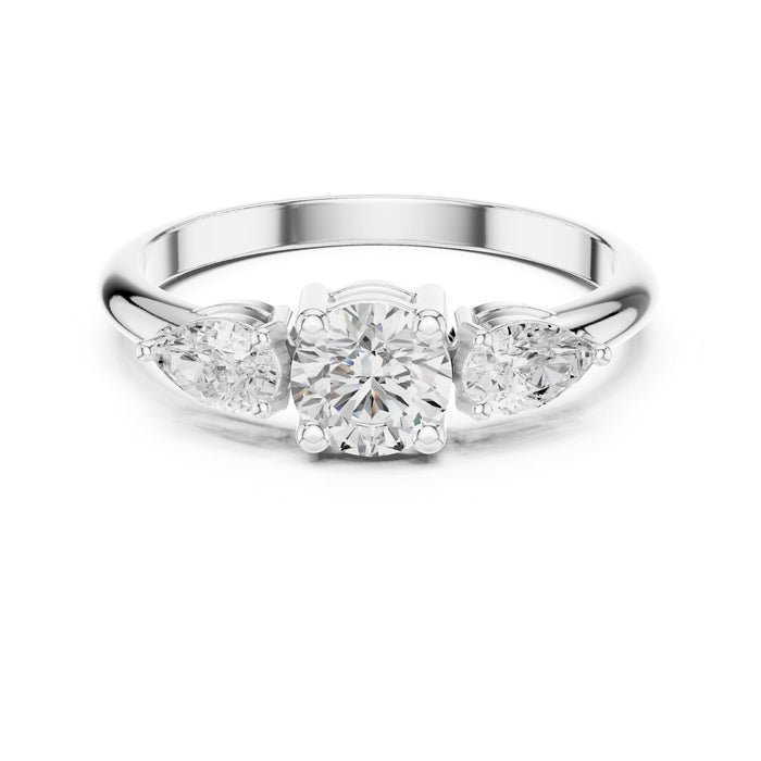 Round Lab Grown Diamond Three-Stone Engagement Ring