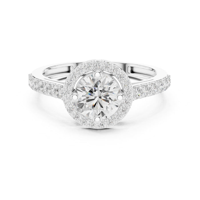 Round Lab Grown Diamond Halo Engagement Ring