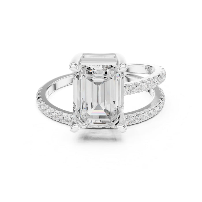 Emerald Lab Grown Diamond Side-Stone Engagement Ring