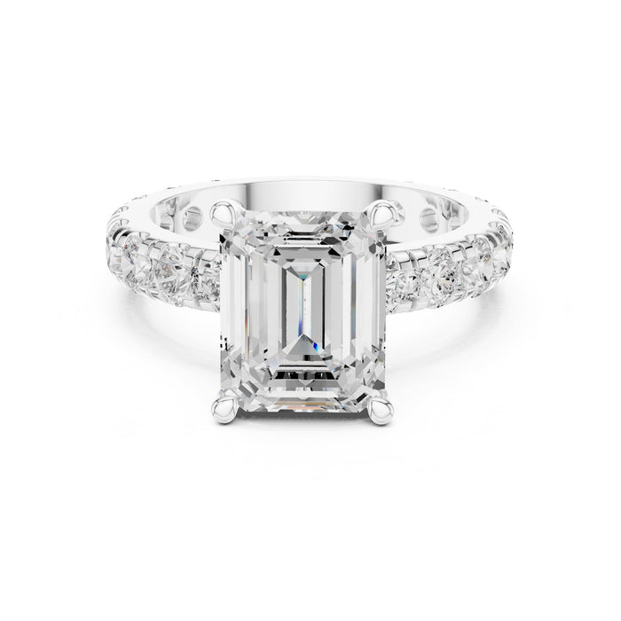 Emerald Lab Grown Diamond Pave Engagement Ring