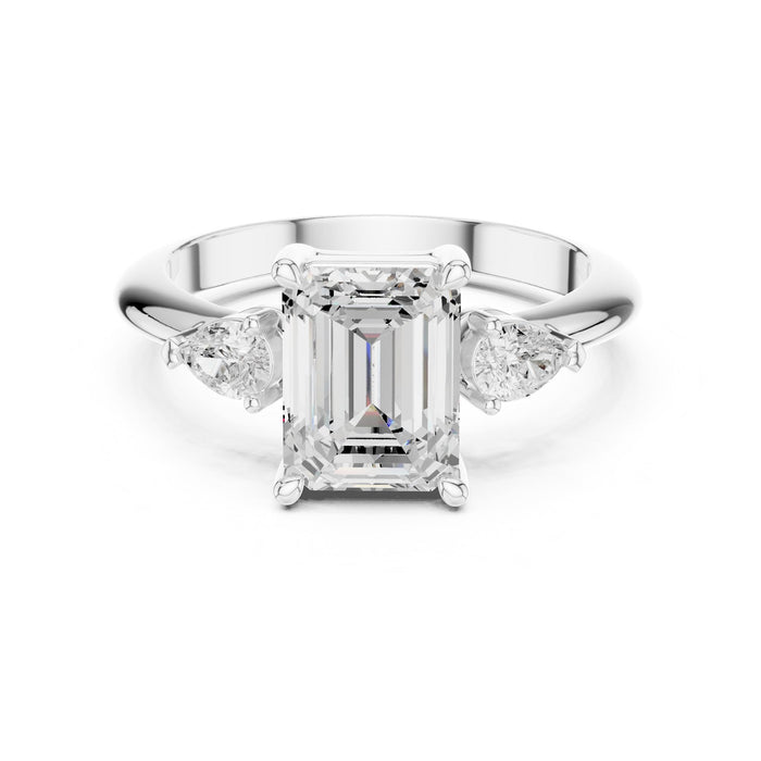 Emerald Lab Grown Diamond Three-Stone Engagement Ring