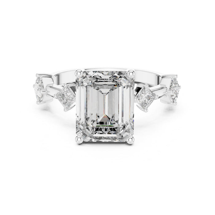 Emerald Lab Grown Diamond Side-Stone Engagement Ring