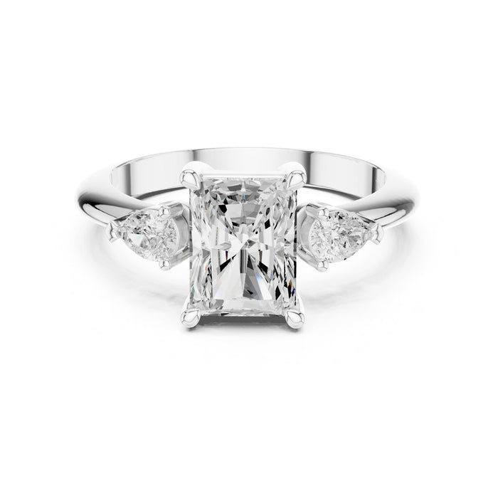 Emerald Lab Grown Diamond Three-Stone Engagement Ring