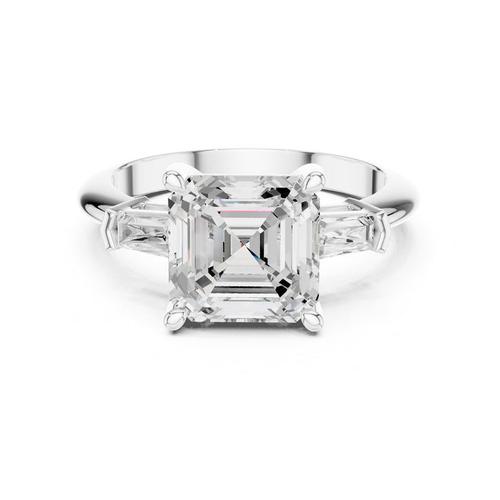 Asscher Lab Grown Diamond Three-Stone Engagement Ring