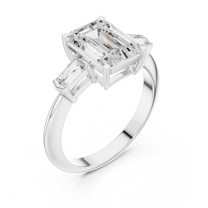 Emerald Lab Grown Diamond Three-Stone Engagement Ring