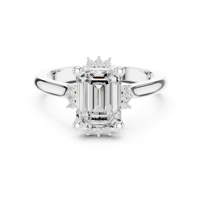 Emerald Lab Grown Diamond Side-Stone Engagement Ring