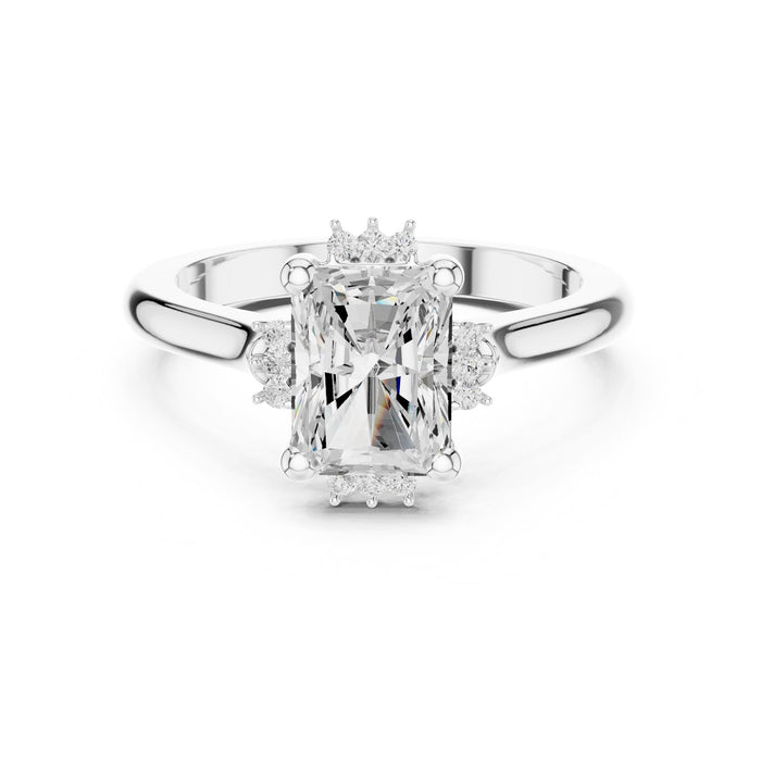 Emerald Lab Grown Diamond Hidden-Halo Engagement Ring