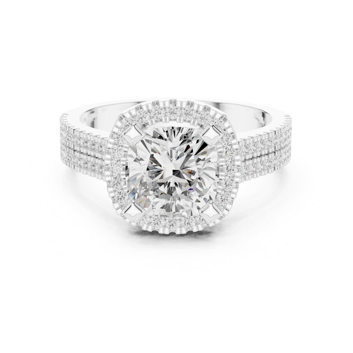 Round Lab Grown Diamond Halo Engagement Ring