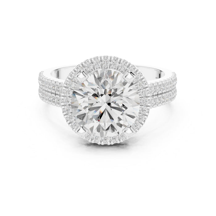 Round Lab Grown Diamond Halo Engagement Ring