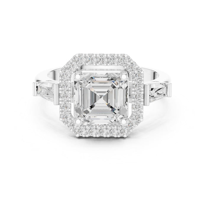 Asscher Lab Grown Diamond Halo Engagement Ring