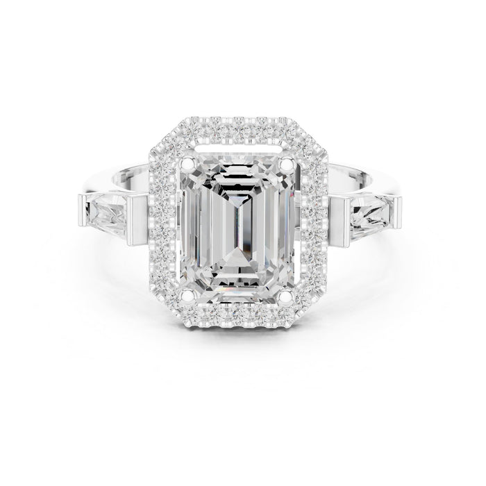 Emerald Lab Grown Diamond Halo Engagement Ring