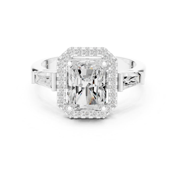 Emerald Lab Grown Diamond Halo Engagement Ring