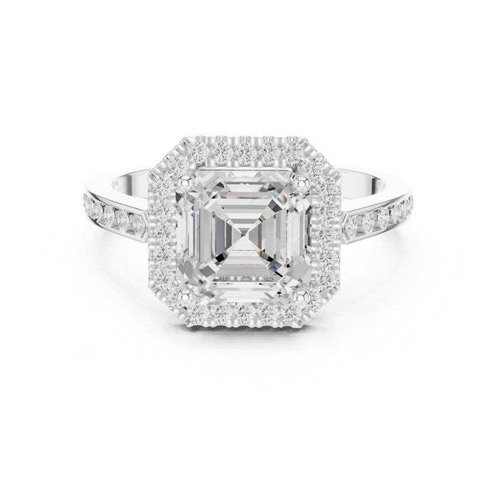 Asscher Lab Grown Diamond Halo Engagement Ring
