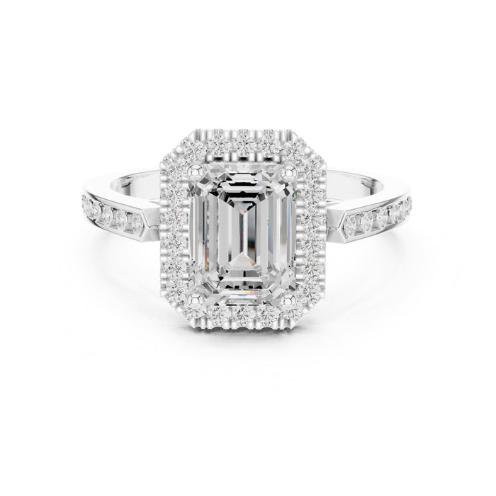 Emerald Lab Grown Diamond Halo Engagement Ring