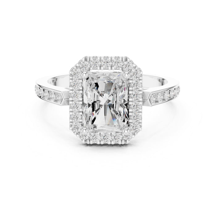 Emerald Lab Grown Diamond Halo Engagement Ring