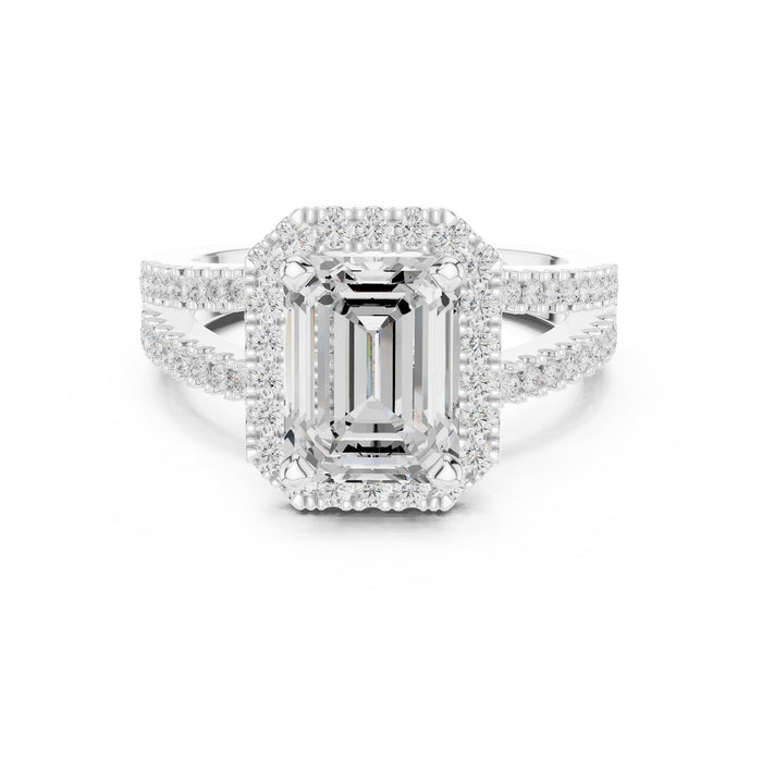 Emerald Lab Grown Diamond Halo Engagement Ring