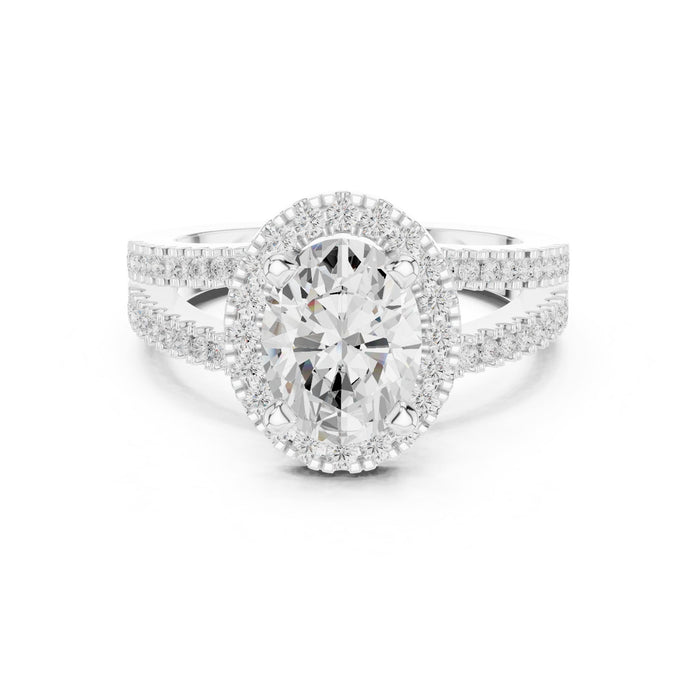 Round Lab Grown Diamond Halo Engagement Ring