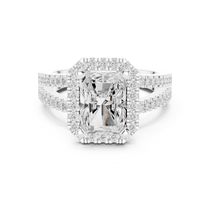 Emerald Lab Grown Diamond Halo Engagement Ring