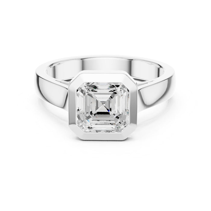 Asscher Lab Grown Diamond Bezel Engagement Ring