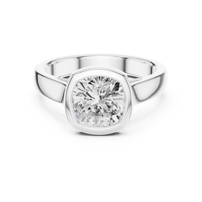 Cushion Lab Grown Diamond Bezel Engagement Ring