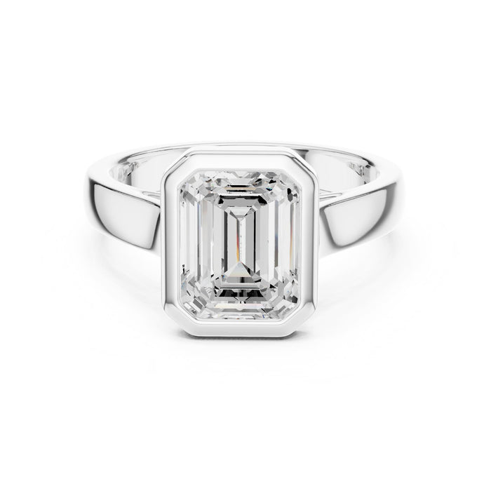 Emerald Lab Grown Diamond Bezel Engagement Ring