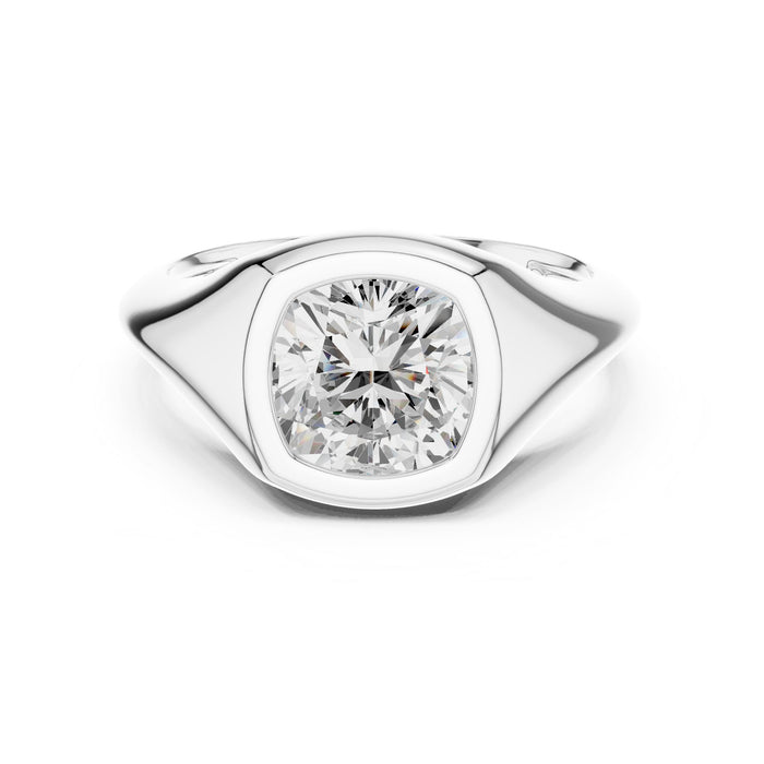 Cushion Lab Grown Diamond Bezel Engagement Ring