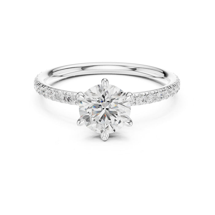 Round Lab Grown Diamond Pave Engagement Ring