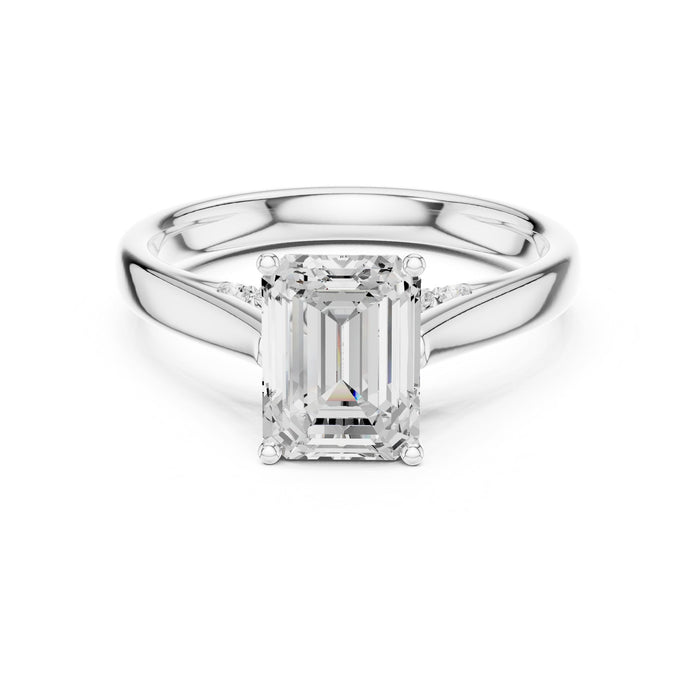 Emerald Lab Grown Diamond Side-Stone Engagement Ring