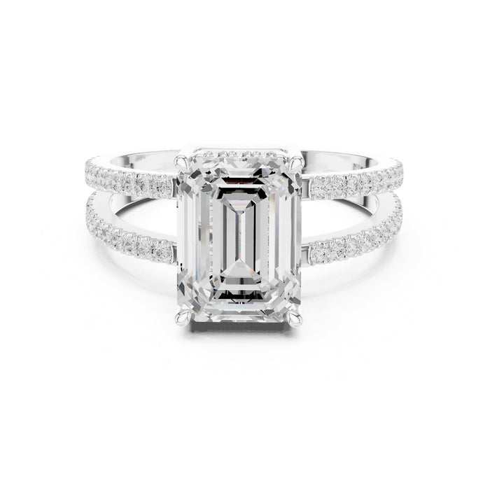 Emerald Lab Grown Diamond Hidden-Halo Engagement Ring