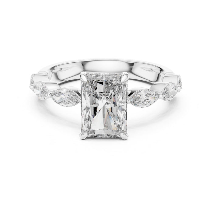 Radiant Lab Grown Diamond Side-Stone Engagement Ring