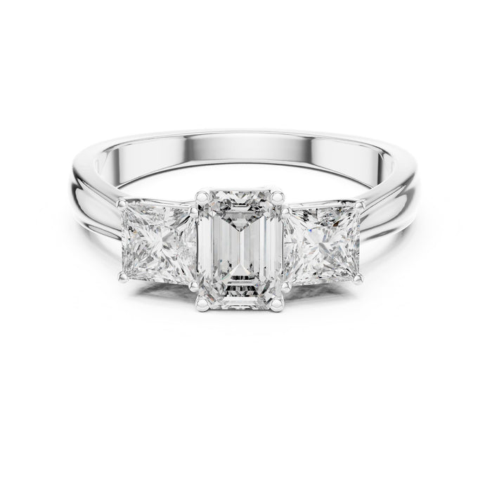 Emerald Lab Grown Diamond Three-Stone Engagement Ring