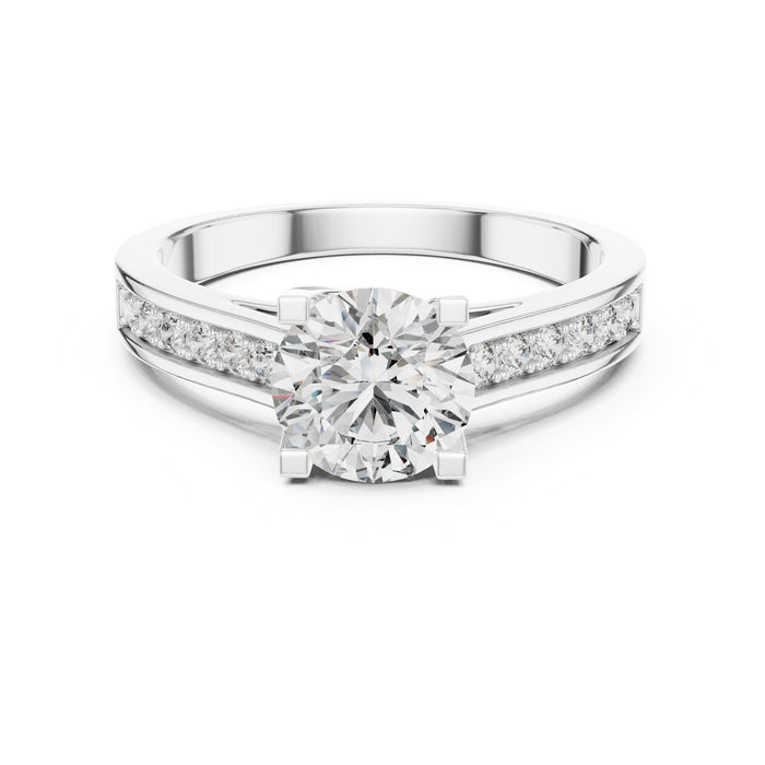 Round Lab Grown Diamond Cathedral Engagement Ring