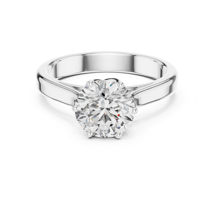Round Lab Grown Diamond Cathedral Engagement Ring