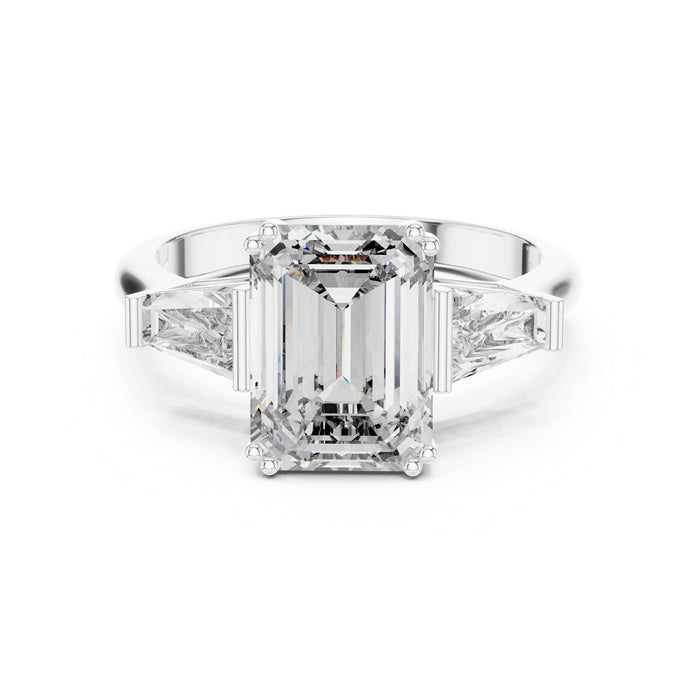 Emerald Lab Grown Diamond Three-Stone Engagement Ring