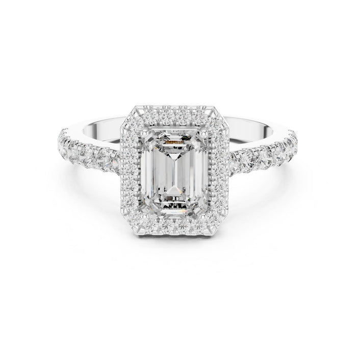 Emerald Lab Grown Diamond Halo Engagement Ring