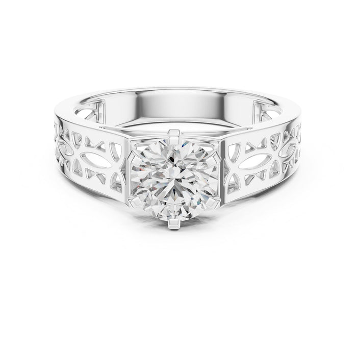 Round Lab Grown Diamond Cathedral Engagement Ring