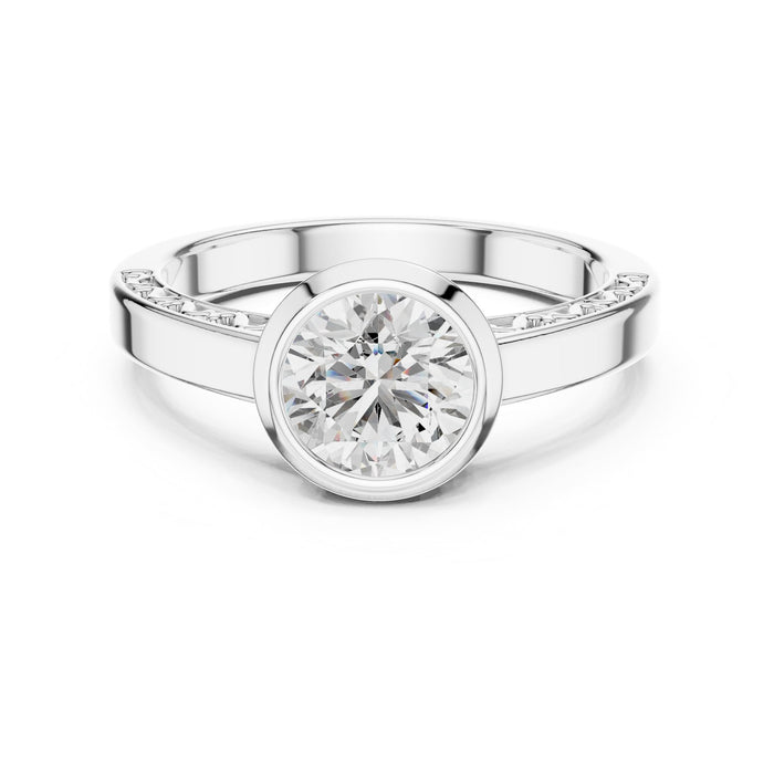 Round Lab Grown Diamond Bezel Engagement Ring