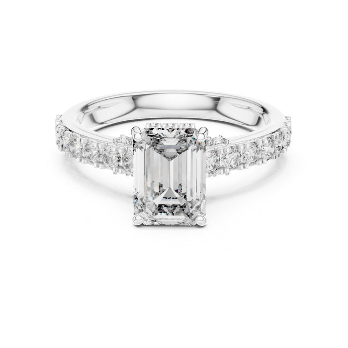 Emerald Lab Grown Diamond Hidden-Halo Engagement Ring