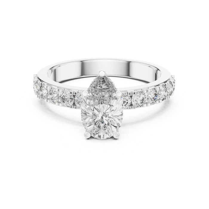 Oval Lab Grown Diamond Hidden-Halo Engagement Ring