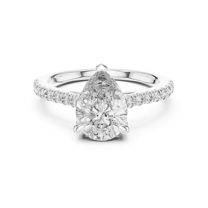 Pear Lab Grown Diamond Pave Engagement Ring