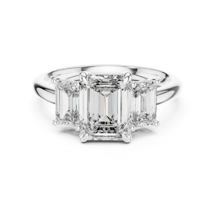 Emerald Lab Grown Diamond Three-Stone Engagement Ring