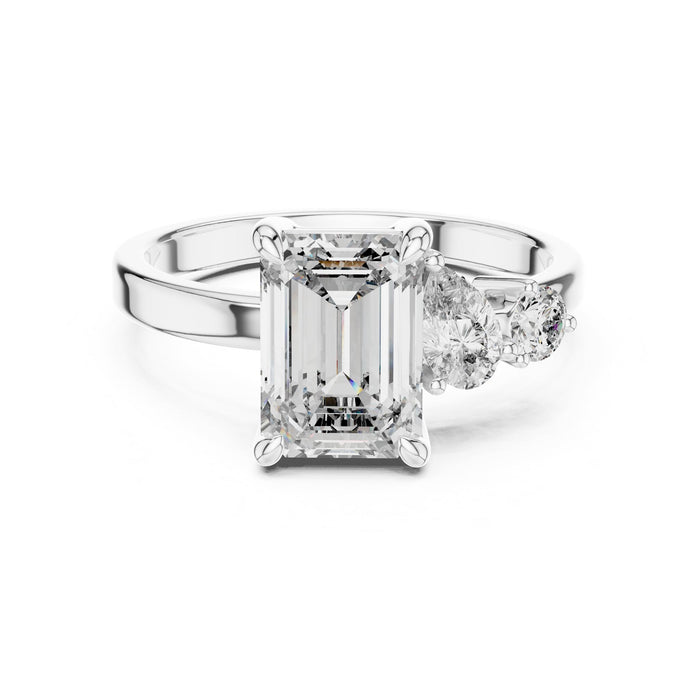 Emerald Lab Grown Diamond Three-Stone Engagement Ring