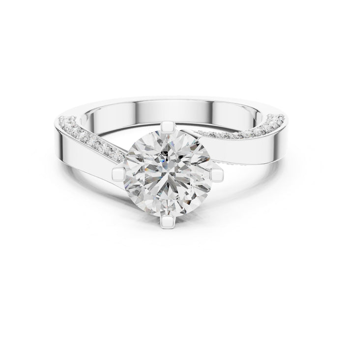 Round Lab Grown Diamond Cathedral Engagement Ring