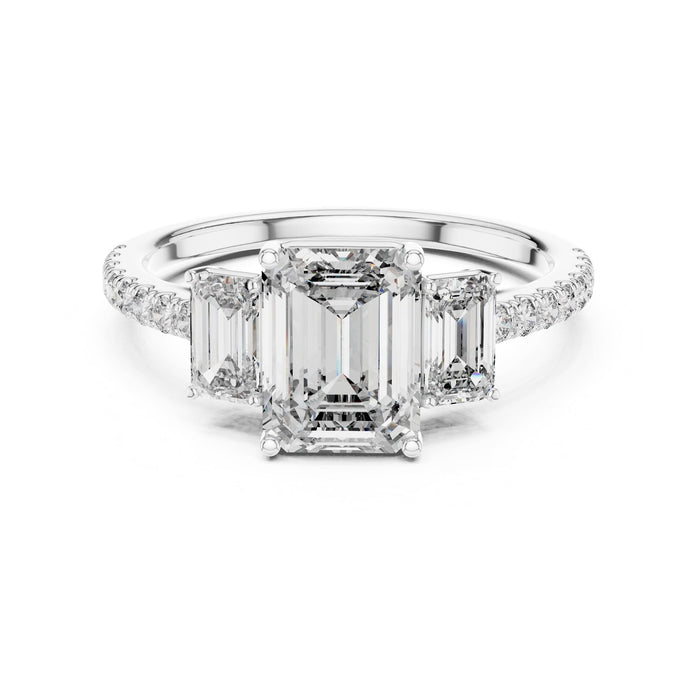 Emerald Lab Grown Diamond Three-Stone Engagement Ring
