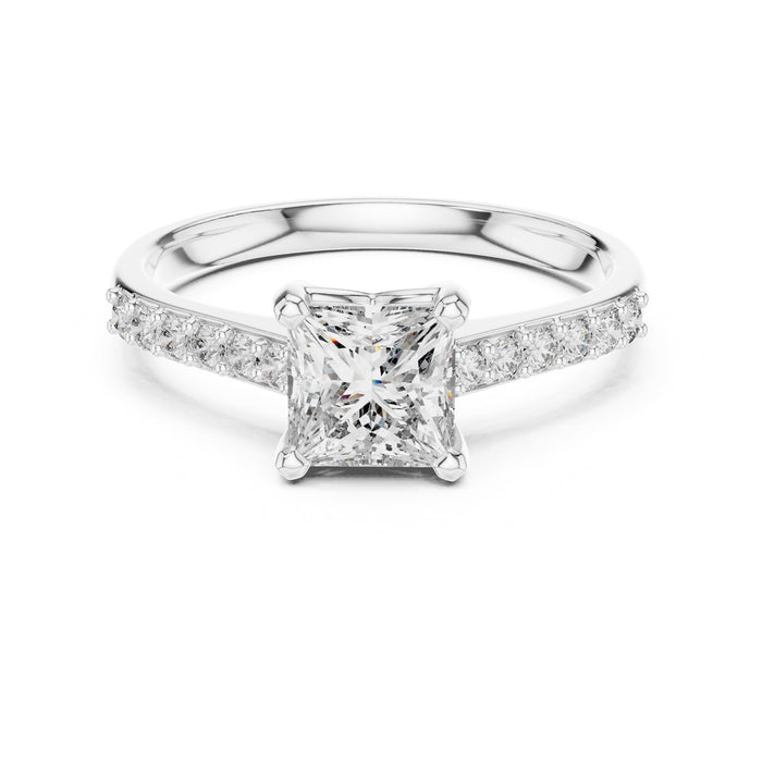 Princess Lab Grown Diamond Side-Stone Engagement Ring
