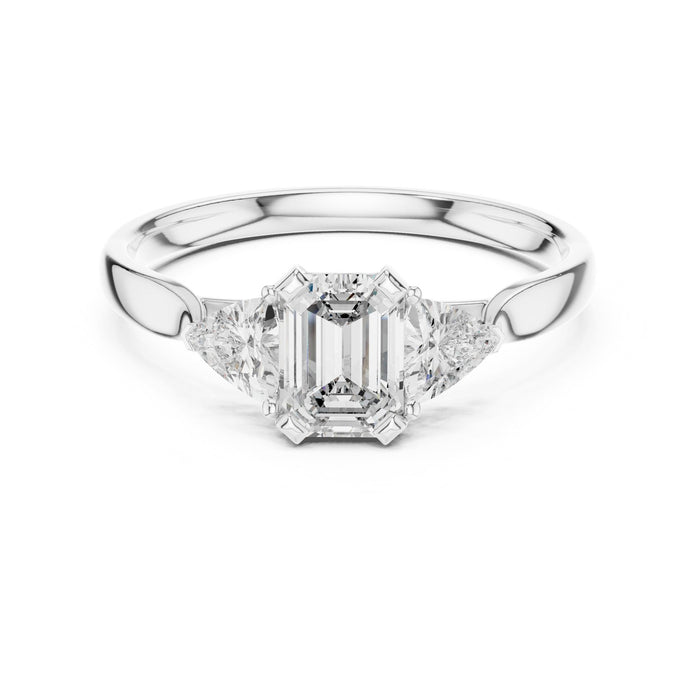 Emerald Lab Grown Diamond Three-Stone Engagement Ring